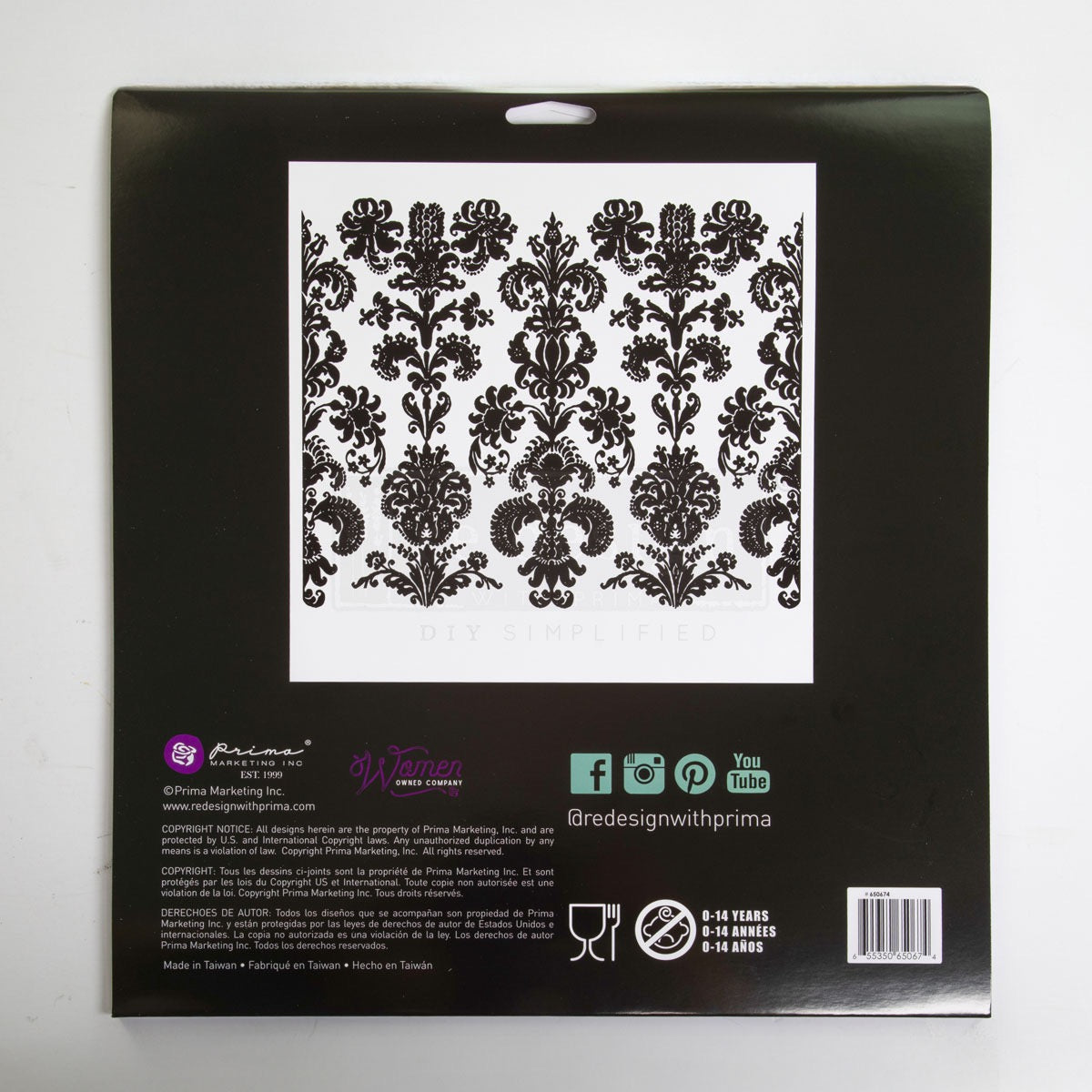 Decor Stamp - Stamped Damask | 1 pc, 12”x12” | Reduced Price | Redesign with Prima