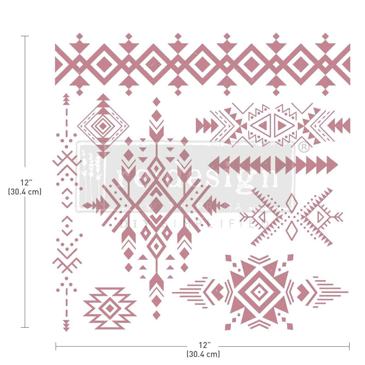 Decor Stamp - Tribal Prints | 1 pc, 12”x12” | Reduced Price | Redesign with Prima