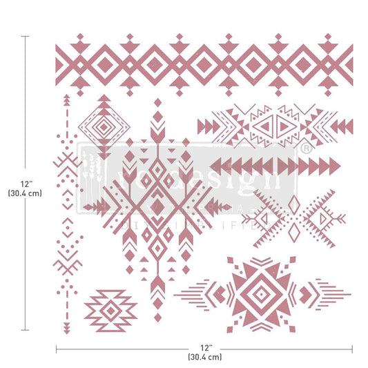 Decor Stamp - Tribal Prints | 1 pc, 12”x12” | Reduced Price | Redesign with Prima