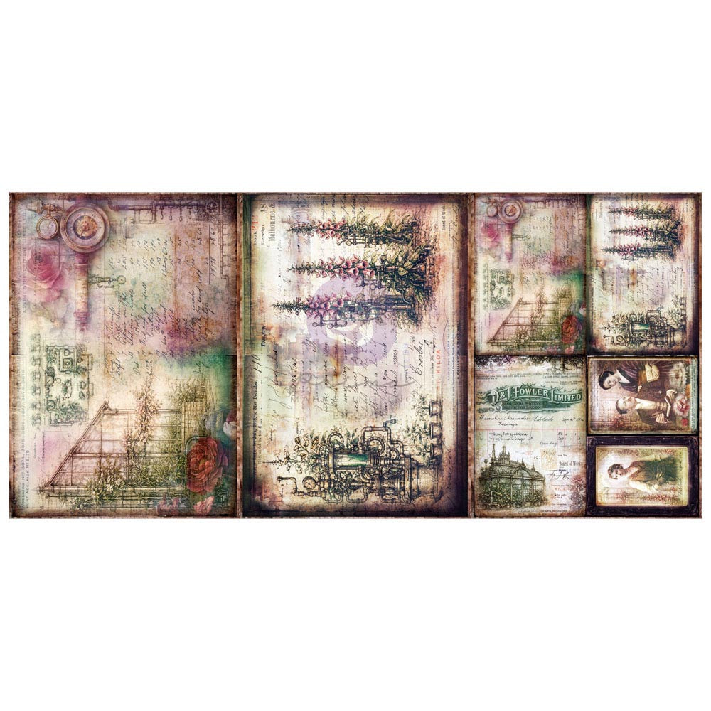 A3 Decoupage Fiber Paper Set – Mechanical Orchard | Finnabair | Prima Marketing, Inc.