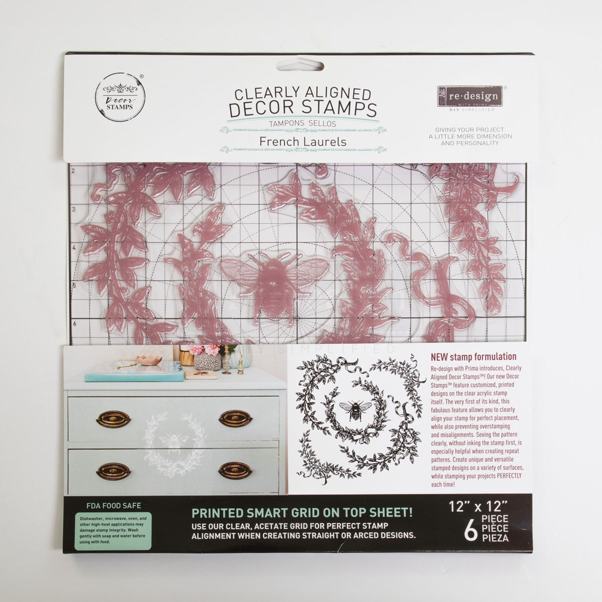 Decor Stamp - French Laurels | 1 pc, 12”x12” | Reduced Price | Redesign with Prima