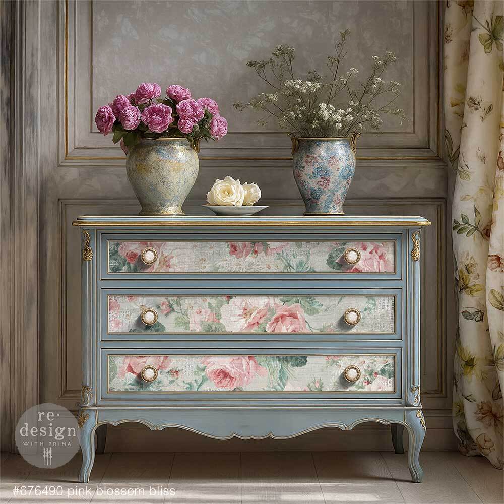Double Delight Decoupage Fiber Paper Set - Pink Blossom Bliss | 2 sizes | Redesign with Prima