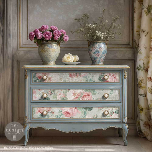 Double Delight Decoupage Fiber Paper Set - Pink Blossom Bliss | 2 sizes | Redesign with Prima