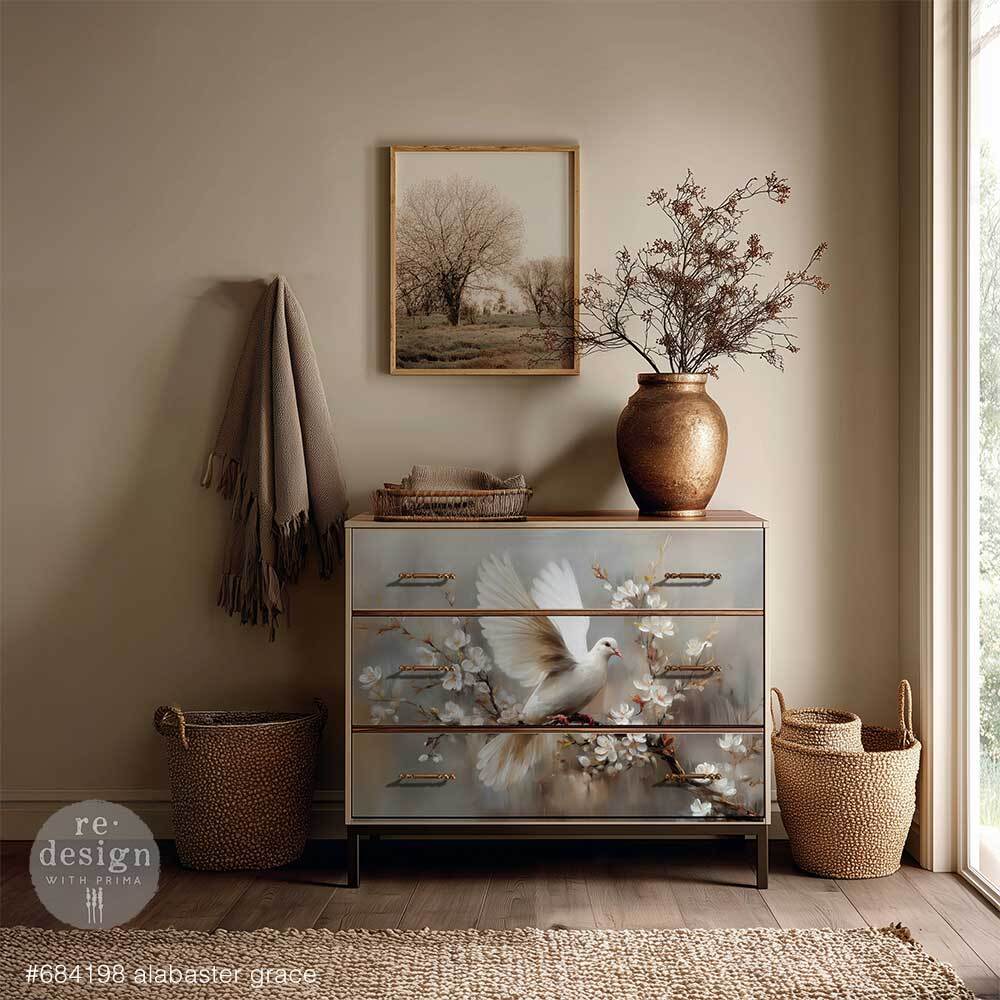 A1 Decoupage Fiber - Alabaster Grace | Kacha | 1 sheet, 23.4 x 33.1” | Redesign with Prima