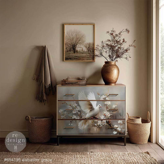 A1 Decoupage Fiber - Alabaster Grace | Kacha | 1 sheet, 23.4 x 33.1” | Redesign with Prima