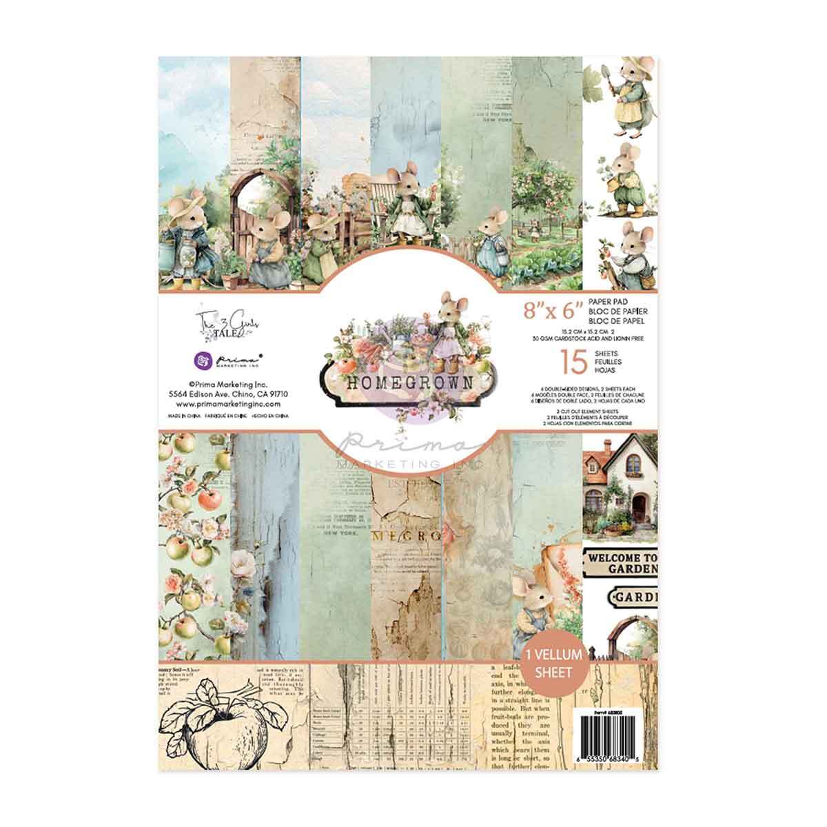 Homegrown Collection - 6x8 Paper Pad | Three Girls Tale | Prima Marketing Inc