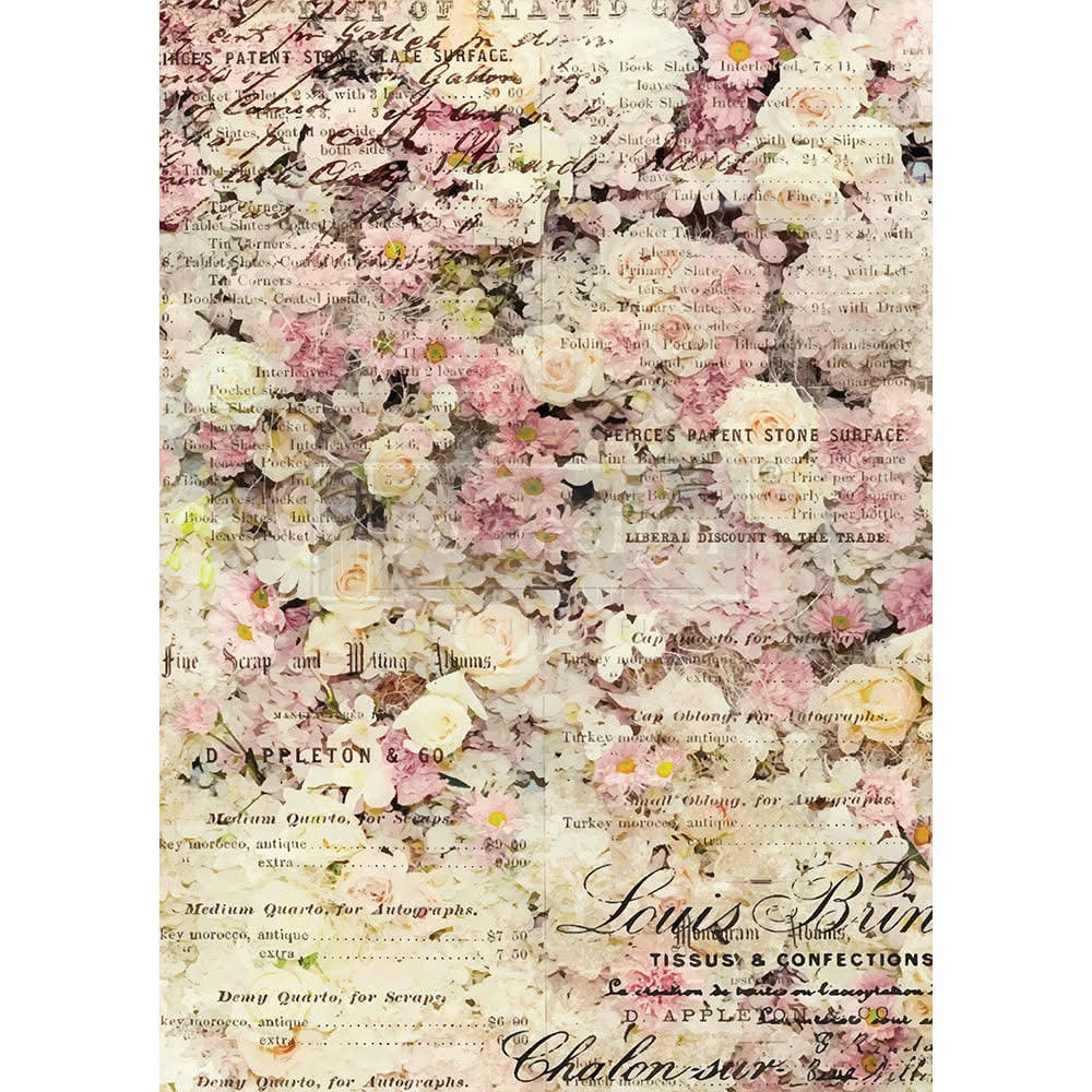 A3 Decoupage Rice Paper - Floral and Dream | 1 sheet, 11.5"x16.25" | Redesign with Prima