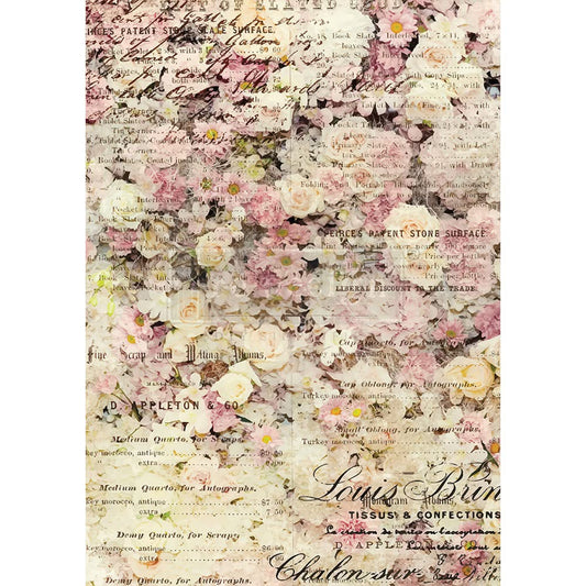 A3 Decoupage Rice Paper - Floral and Dream | 1 sheet, 11.5"x16.25" | Redesign with Prima