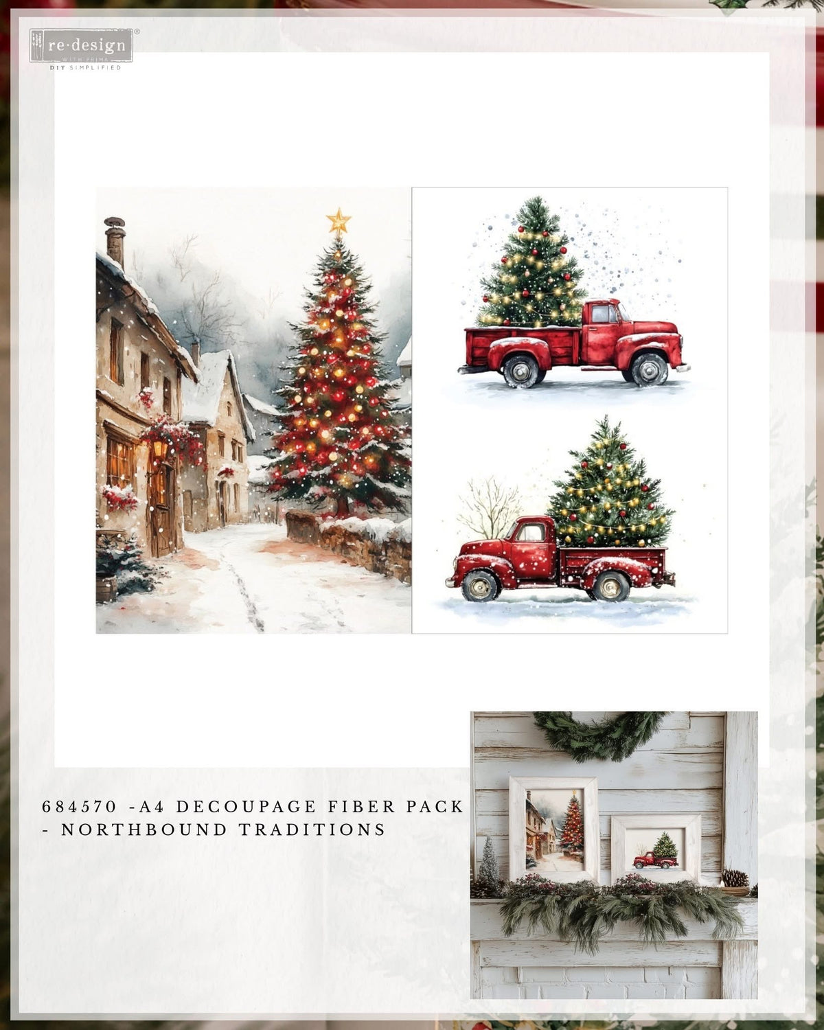 A4 Decoupage Fiber Pack - Northbound Traditions | NEW! | Redesign with Prima