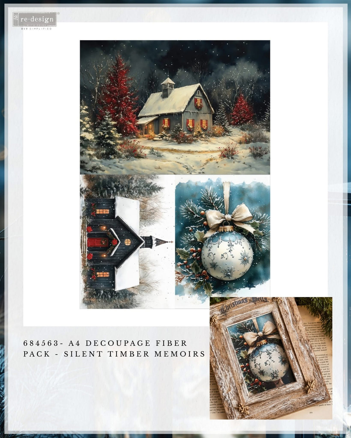 A4 Decoupage Fiber Pack - Silent Timber Memoirs | NEW! | Redesign with Prima
