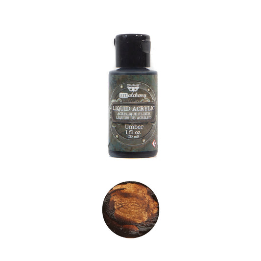 Liquid Acrylic Paint - Umber | Finnabair | 1 bottle, 30ml | Redesign with Prima