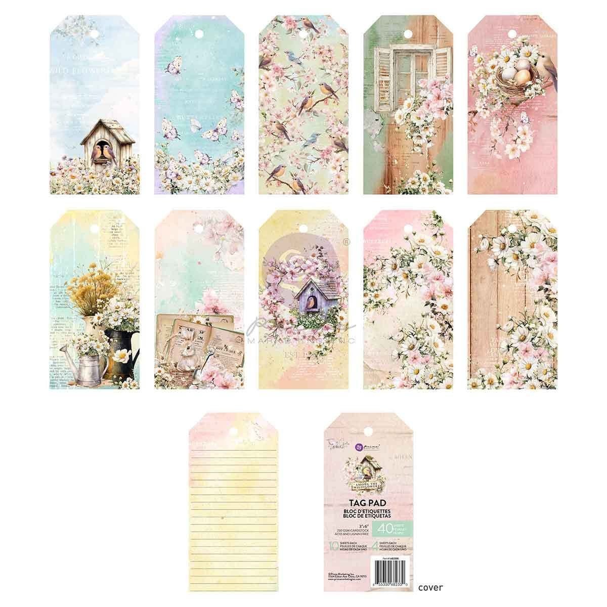 Among the Wildflowers Collection Tag Pad | 40 sheets | Three Girls Tale | Prima Marketing Inc