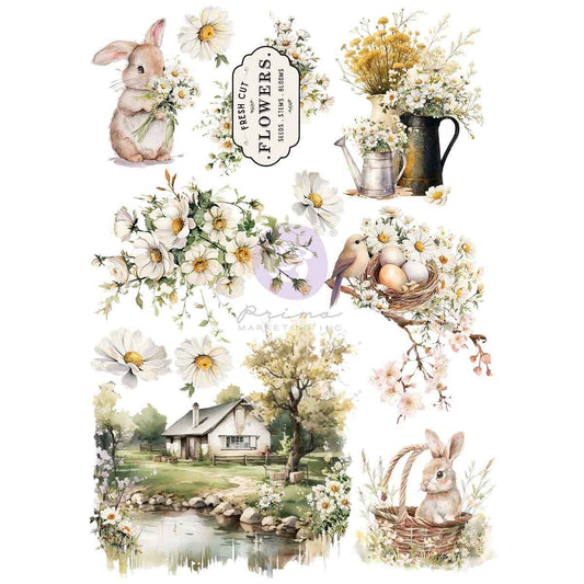 Among the Wildflowers Collection - A4 Transfer | 1 sheet, 8.3 x 11.7” | Three Girls Tale | Prima Marketing Inc