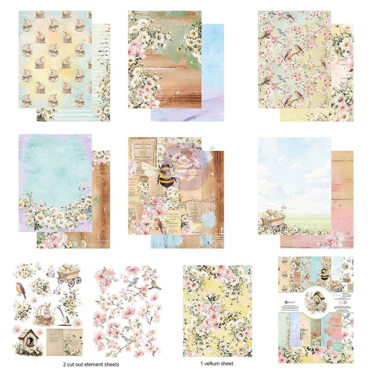 Among the Wildflowers Collection - 6x6 Paper Pad, 26 sheets | Three Girls Tale | Prima Marketing Inc