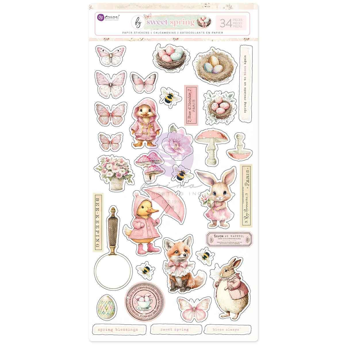 Sweet Spring Collection Sticker Sheet | 34 pcs | Frank Garcia | Prima Marketing Inc