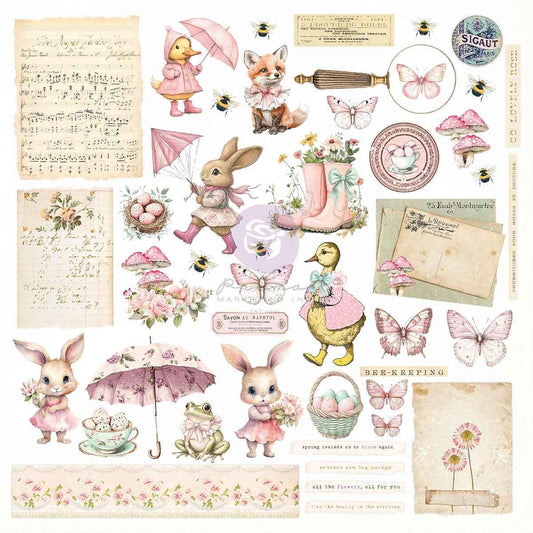 Sweet Spring Collection Ephemera - Bunnies and Butterflies | 88 pcs with foil accents | Frank Garcia | Prima Marketing Inc