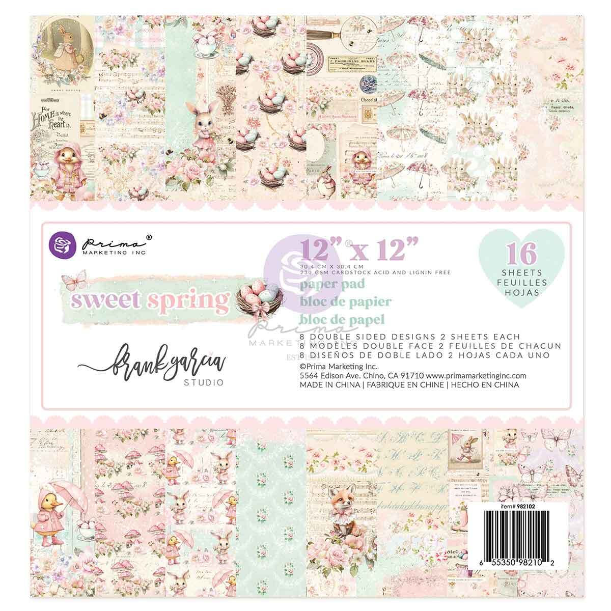 Sweet Spring Collection 12”x12” Paper Pad | 16 sheets | Frank Garcia | Prima Marketing Inc