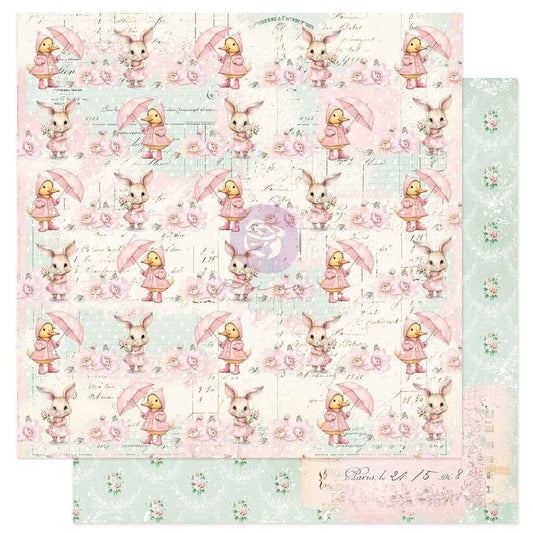 Sweet Spring Collection Scrapbook Paper - Playing in the Rain | 1 sheet, 12 x 12 | Frank Garcia | Prima Marketing Inc