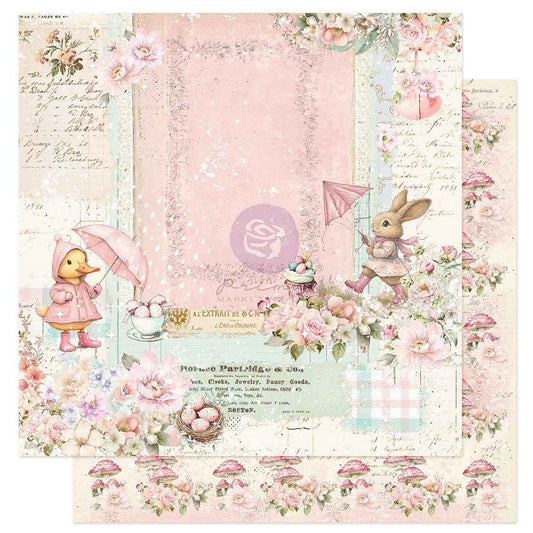 Sweet Spring Collection Scrapbook Paper - Rainy Day Kisses | 1 sheet, 12 x 12 | Frank Garcia | Prima Marketing Inc