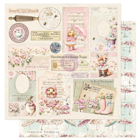 Sweet Spring Collection Scrapbook Paper - Never A Rainy Day With You | 1 sheet, 12 x 12 | Frank Garcia | Prima Marketing Inc