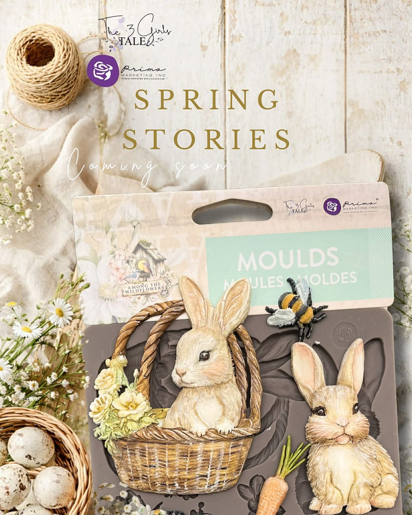 Among the Wildflowers Decor Collection Mould® - Garden Friends | 5x8” | Three Girls Tale | Prima Marketing Inc