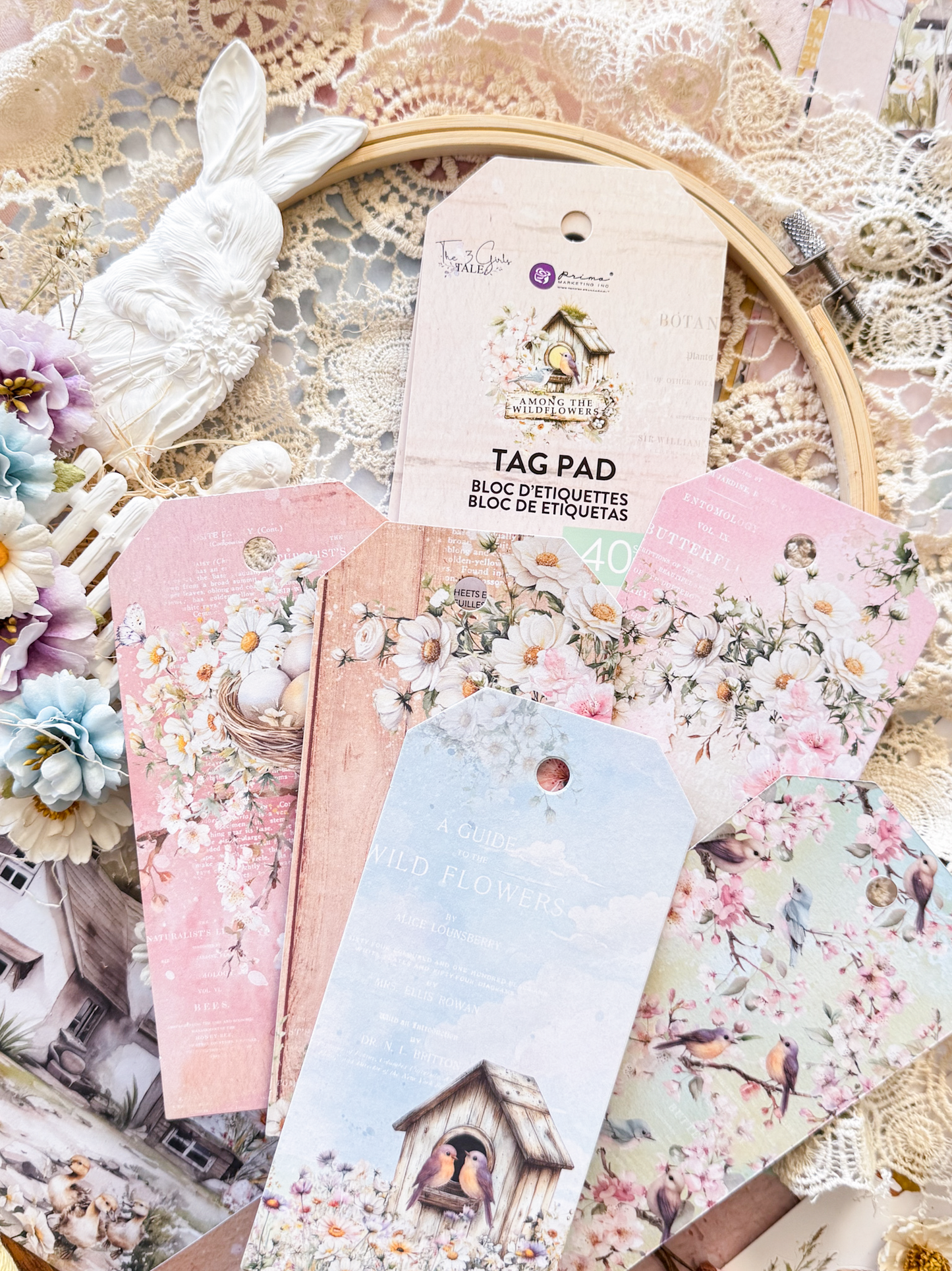 Among the Wildflowers Collection Tag Pad | 40 sheets | Three Girls Tale | Prima Marketing Inc