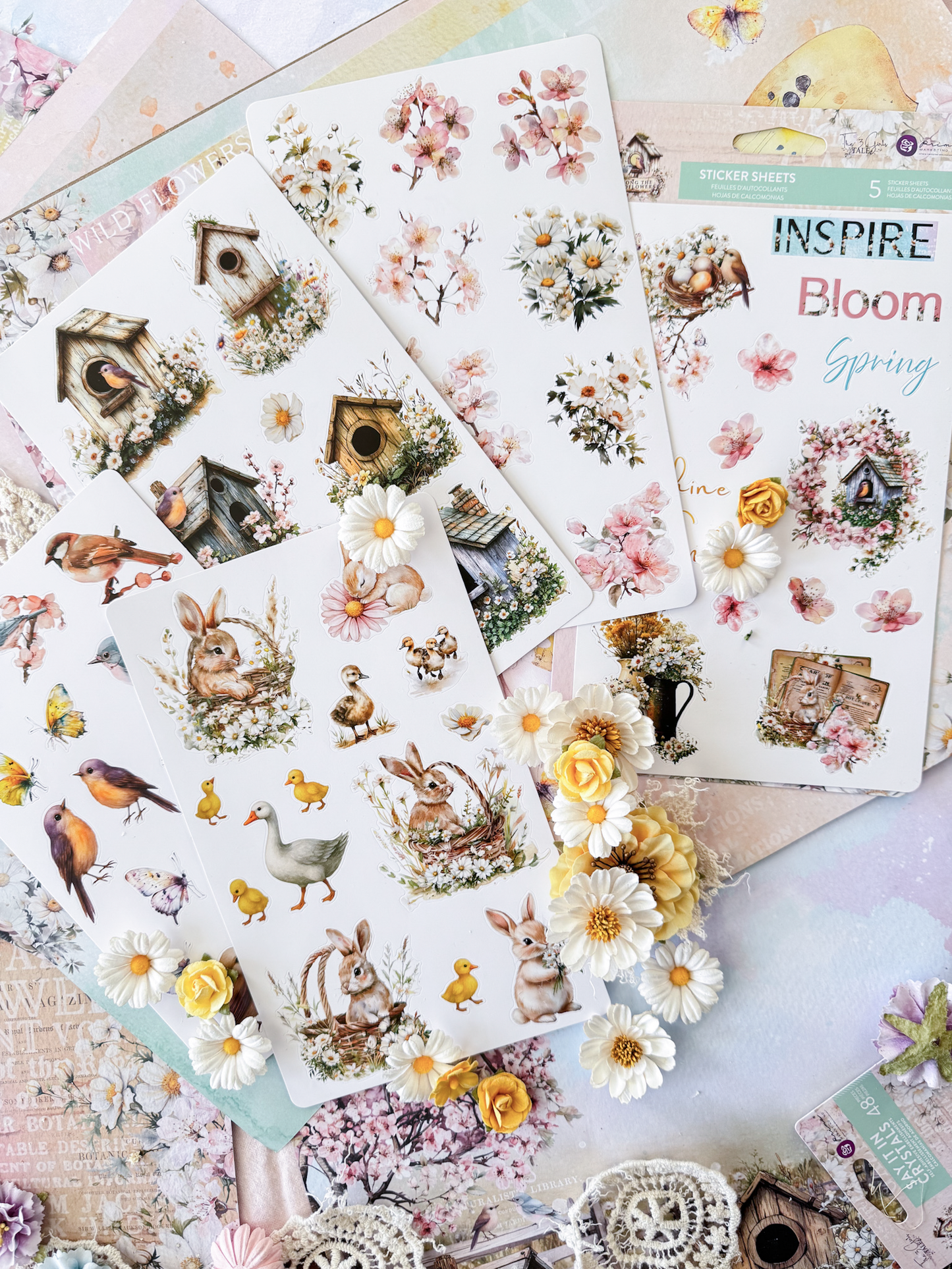 Among the Wildflowers Collection Sticker Pack | 5 sheets | Three Girls Tale | Prima Marketing Inc