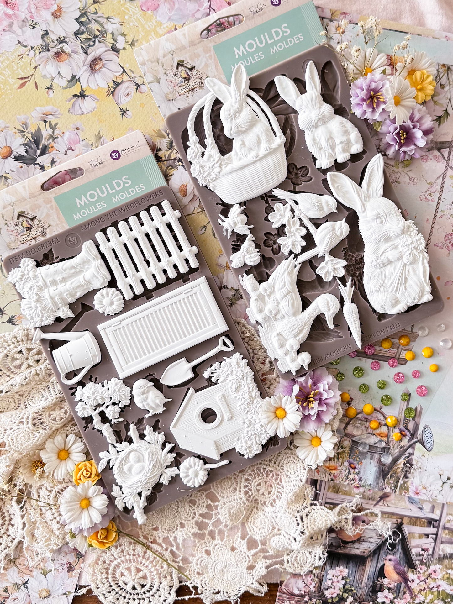 Among the Wildflowers Decor Collection Mould® - Spring Tales | Three Girls Tale | Prima Marketing Inc