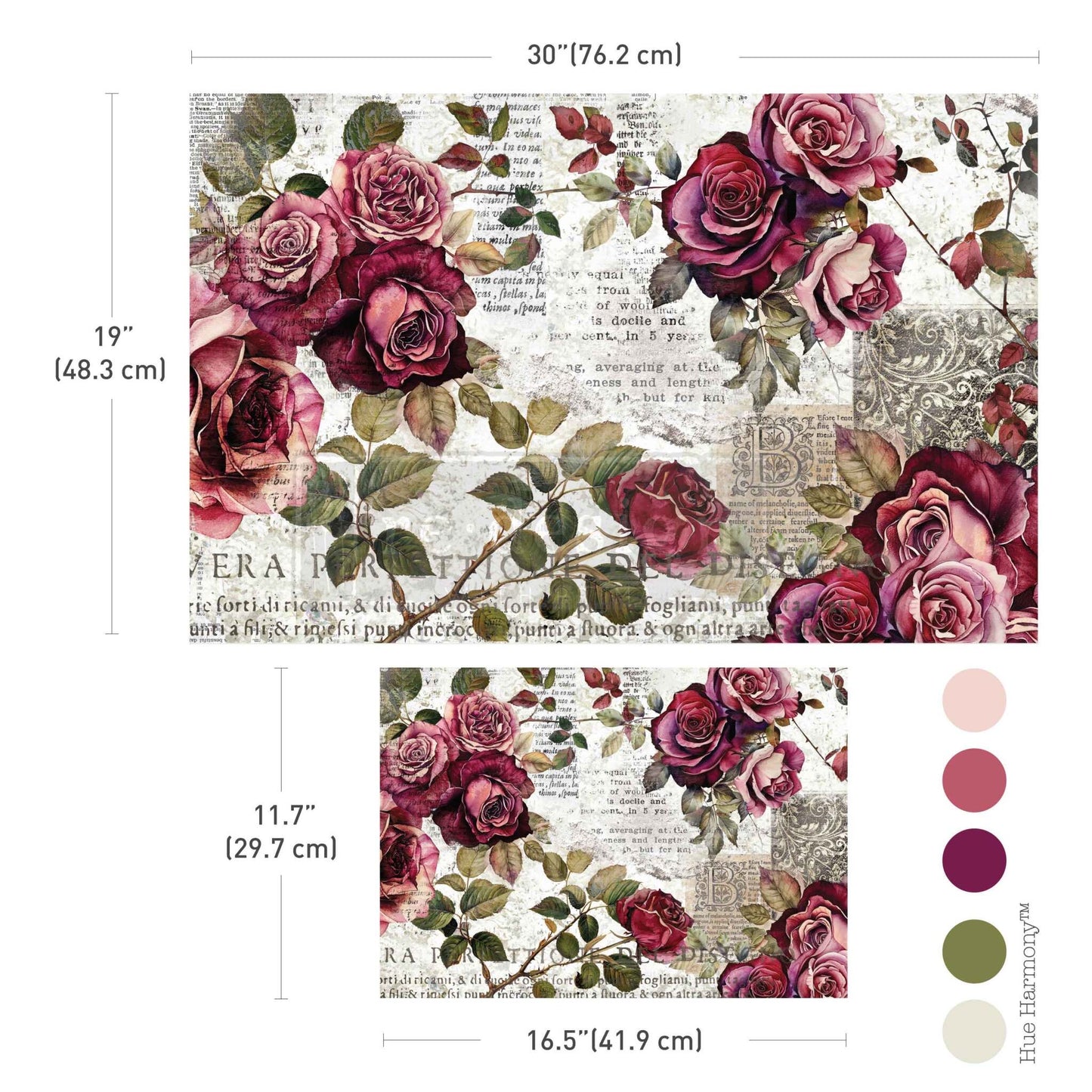 Double Delight Decoupage Fiber Set - Crimson Elegance | 2 sizes | Redesign with Prima