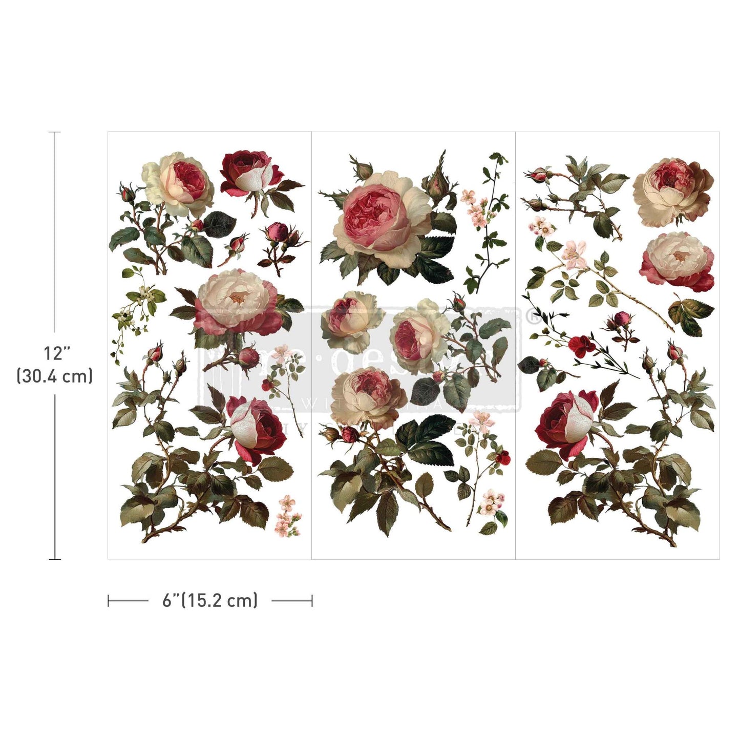 Mini Decor Transfers® - Midnight Rose | 3 sheets, 6” x 12” | Redesign with Prima