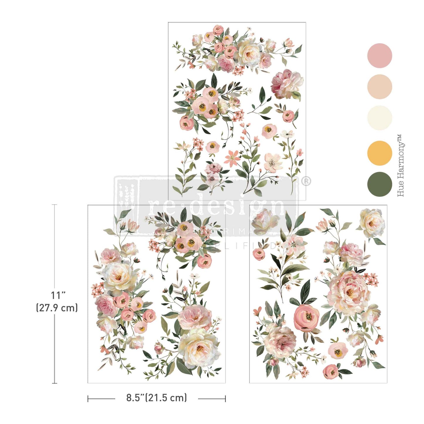 Middy Decor Transfers® - Blush Reverie | 3 sheets, 8.5”x11” | Redesign with Prima