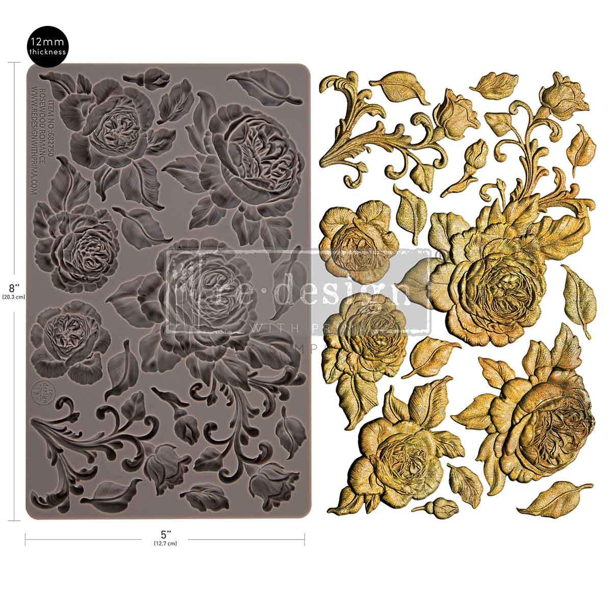 Decor Mould® - Rosewood Romance | 5” x 10” x 12mm | Redesign with Prima