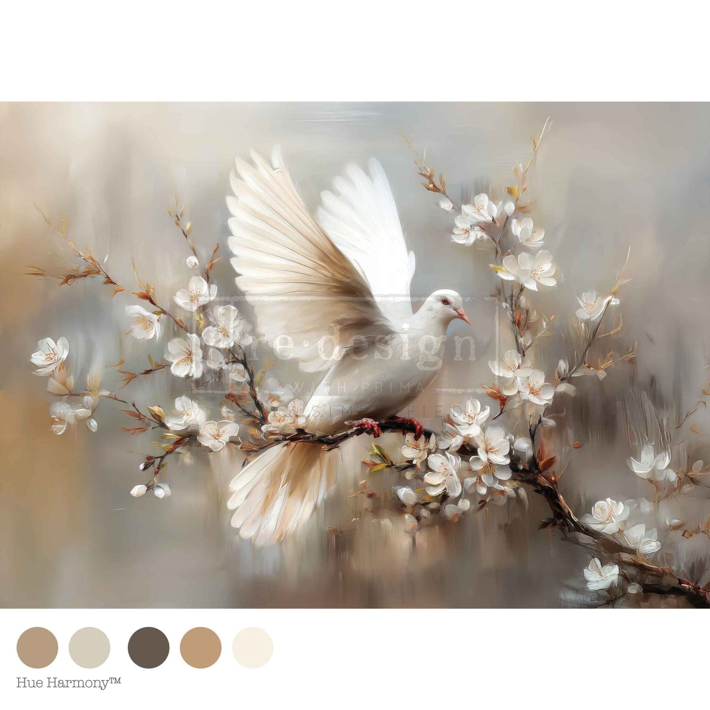 A1 Decoupage Fiber - Alabaster Grace | Kacha | 1 sheet, 23.4 x 33.1” | Redesign with Prima