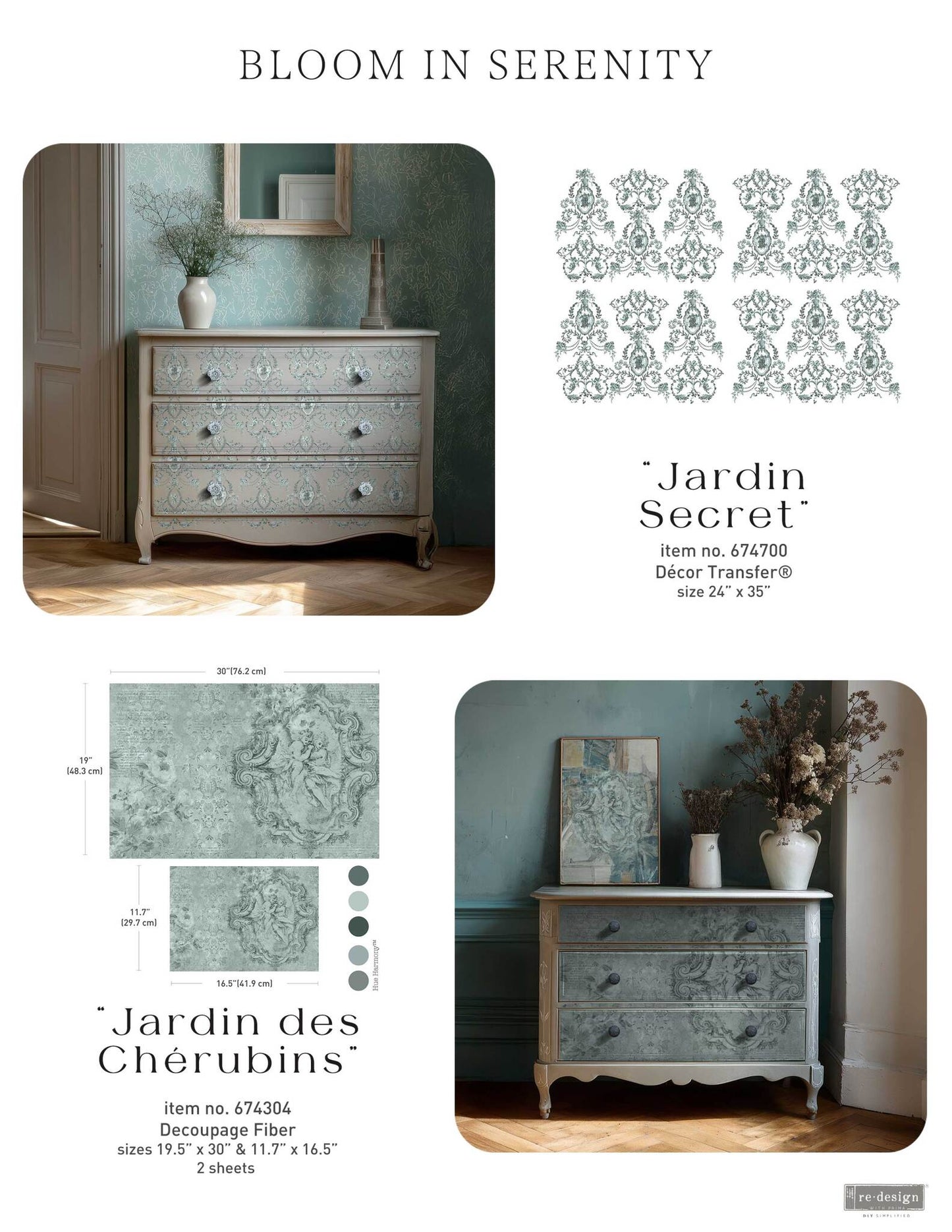 Double Delight Decoupage Fiber Set - Jardin Des ChéRubins | 2 sizes | Redesign with Prima