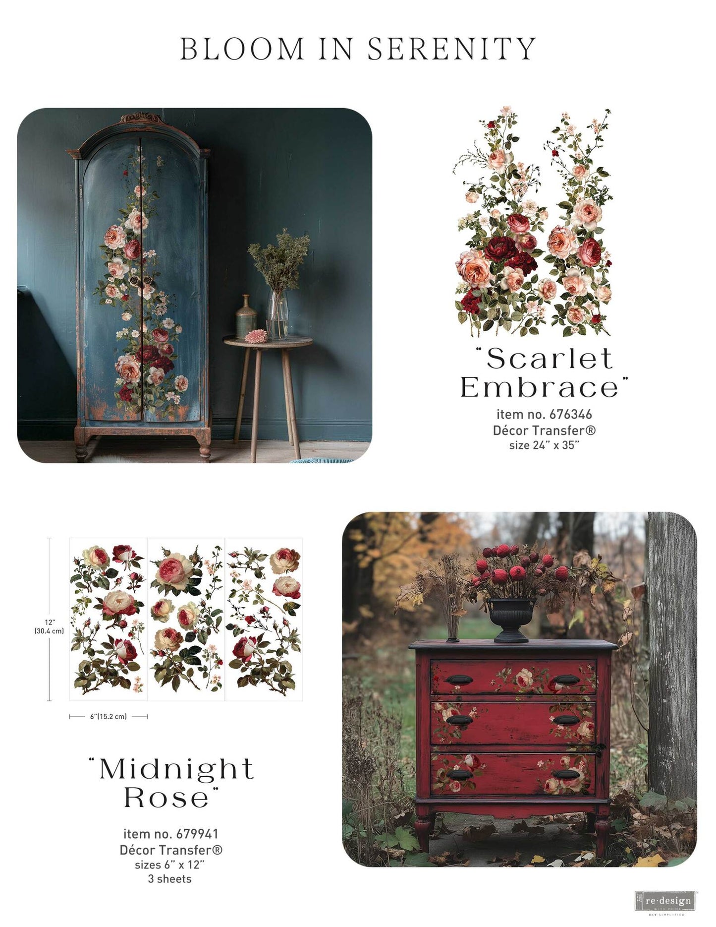 Large Decor Transfers® - Scarlet Embrace | 24” x 35” | Redesign with Prima