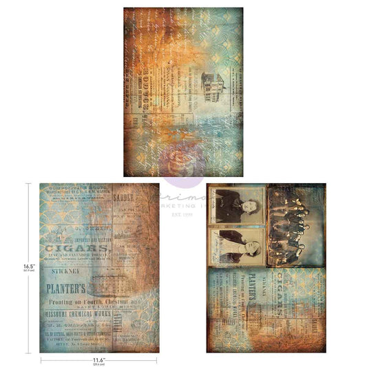 A3 Decoupage Fiber - Chestnut Street | 3 sheets, 11.7"x16.5" | Finnabair | Redesign with Prima