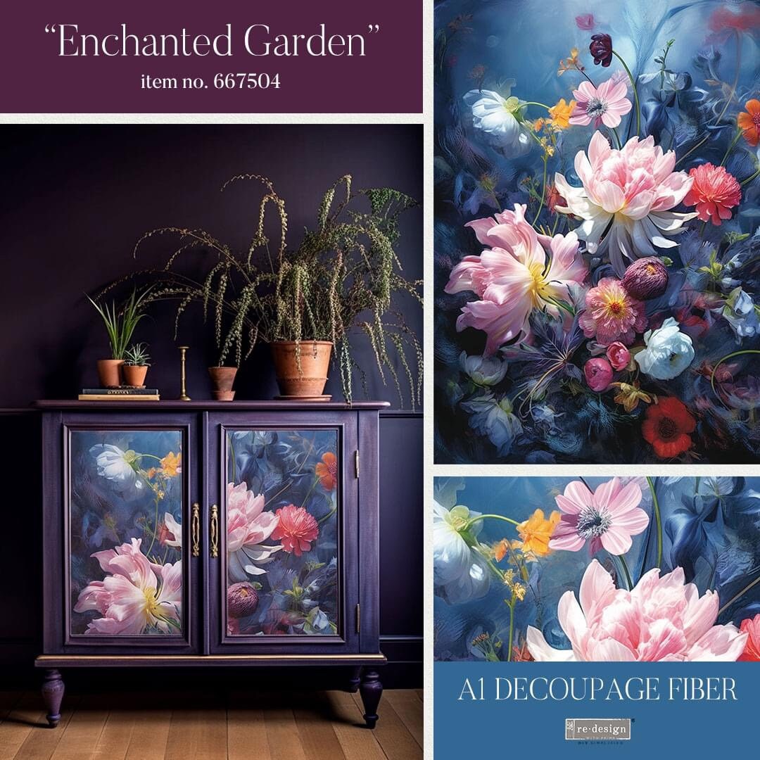 A1 Decoupage Fiber - Enchanted Garden | Measures 23.4”x33.1”, 1 pc | RedesignwithPrima