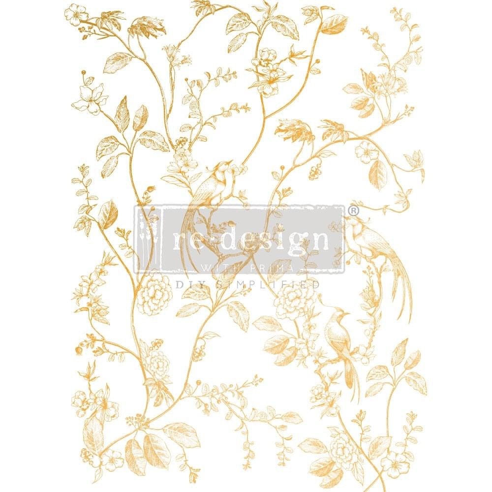 Large Decor Transfers® - A Bird Song | Gold | Kacha | 2 pcs, 18 x 24” | Redesign with Prima