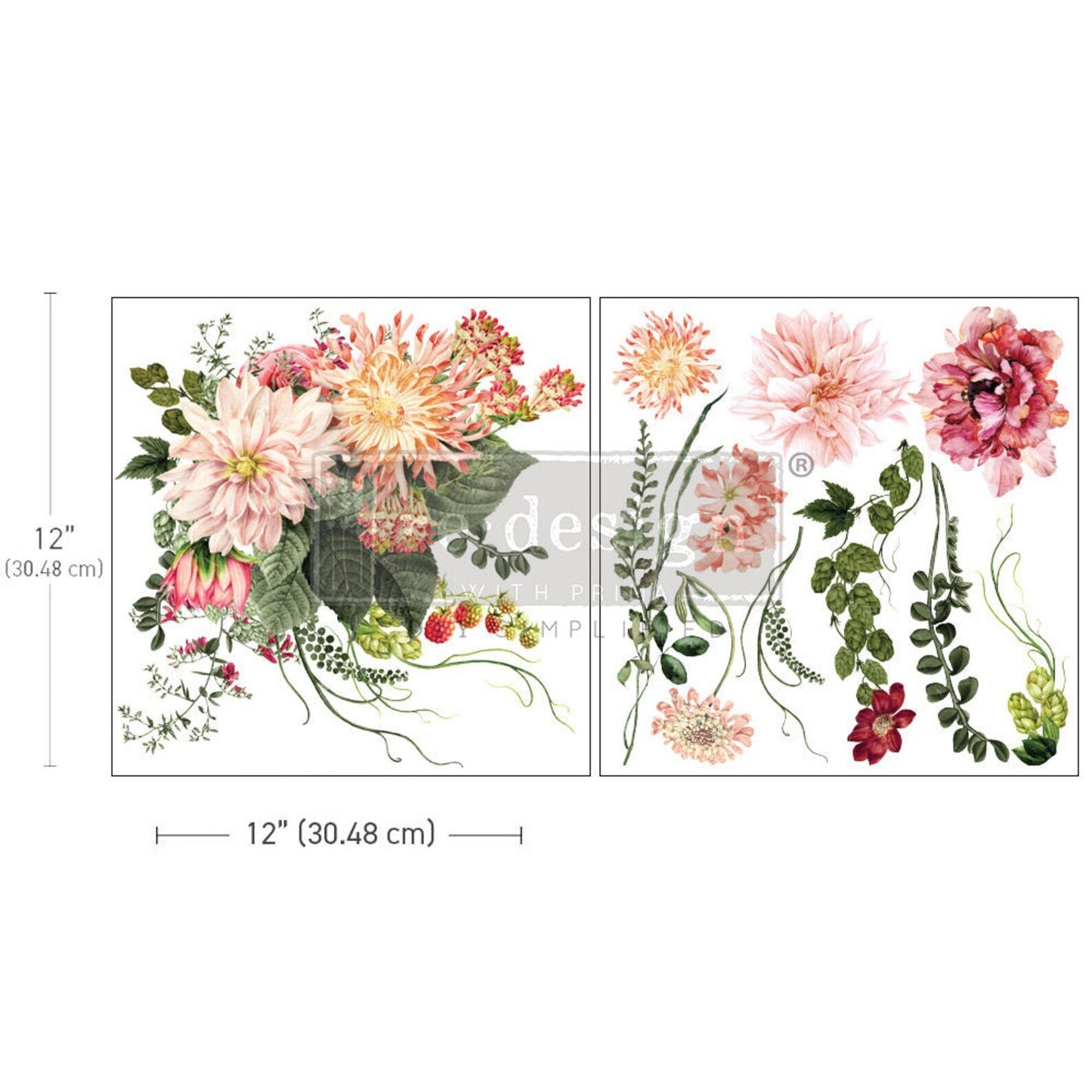 Maxi Decor Transfer® - My Favorite Dahlia  | 12” x 12” | Redesign with Prima