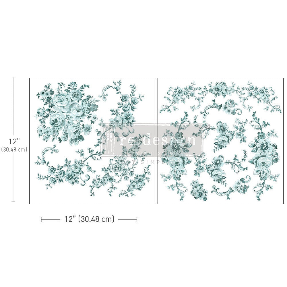 Maxi Decor Transfer® - Minty Roses | 2 pc-12x12 | Redesign with Prima