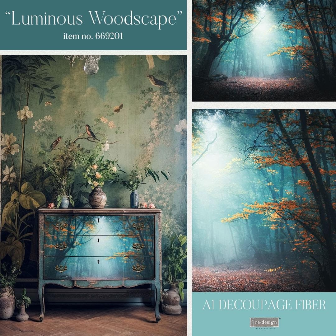 A1 Decoupage Fiber - Luminous Woodscape  | 1 sheet, 23.4” x 33.1” | Redesign with Prima