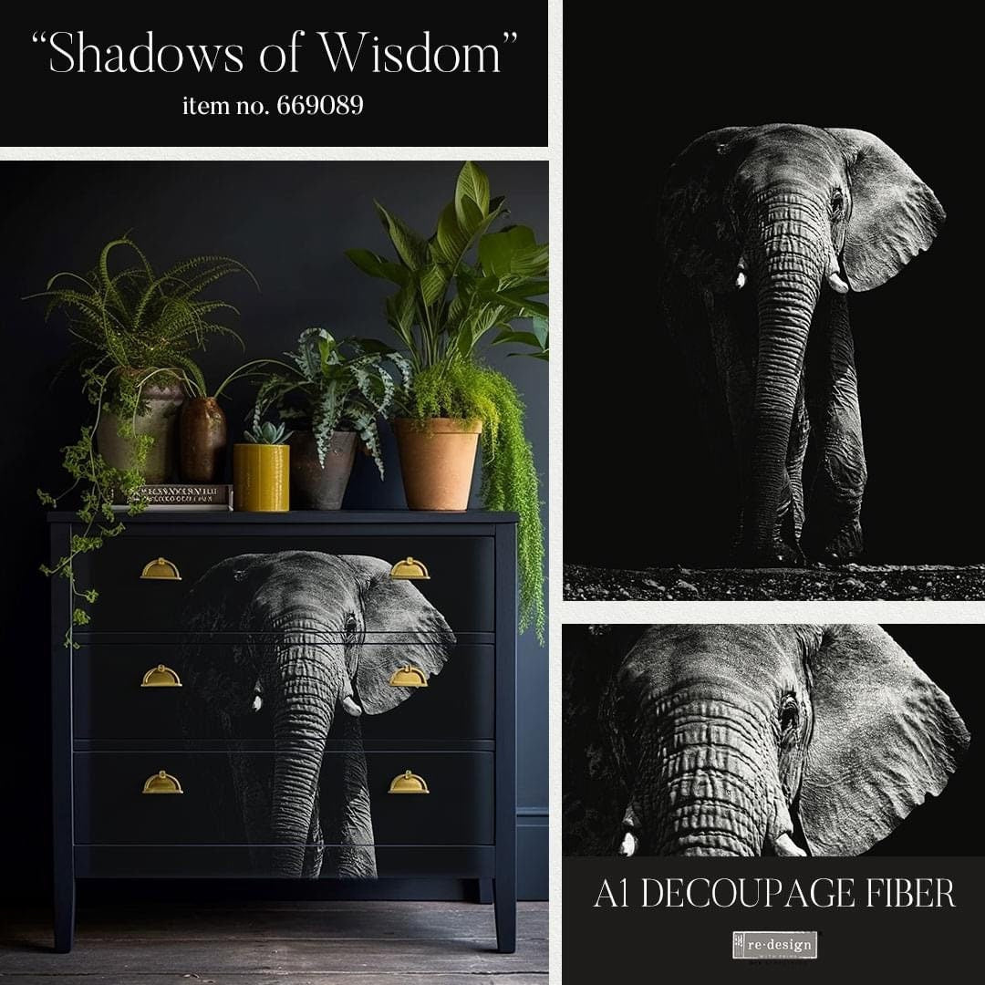 A1 Decoupage Fiber - Shadows of Wisdom | 23.4” x 33.1” | Redesign with Prima