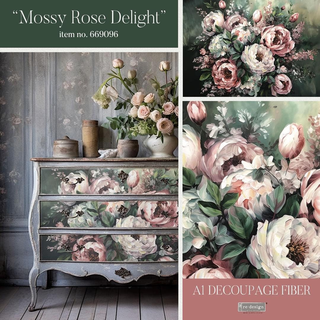 A1 Decoupage Fiber - Mossy Rose Delight | 1 pc, 23.4” x 33.1” | Redesign with Prima