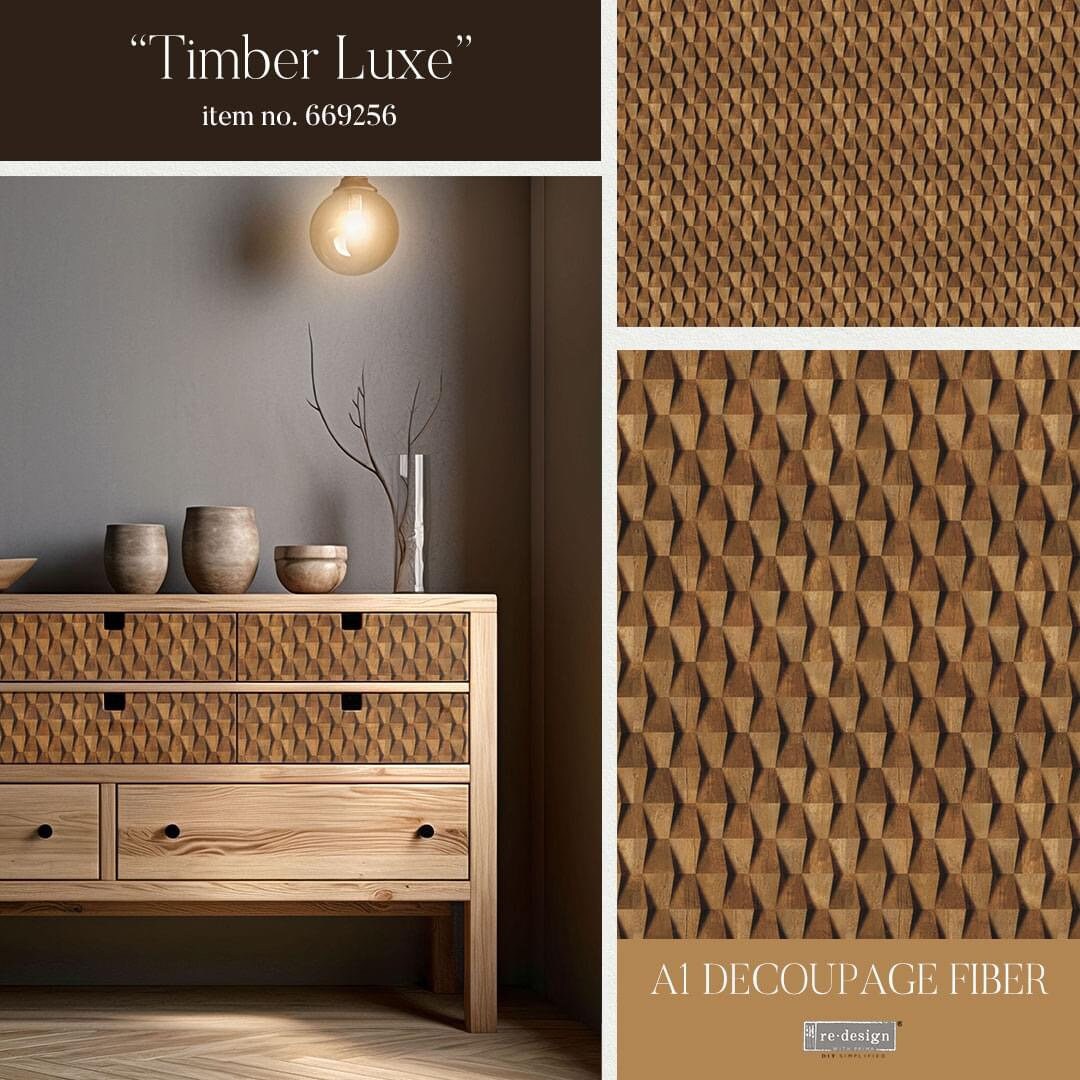 A1 Decoupage Fiber - Timber Luxe | 23.4” x 33.1” | Wood tones | Redesign with Prima