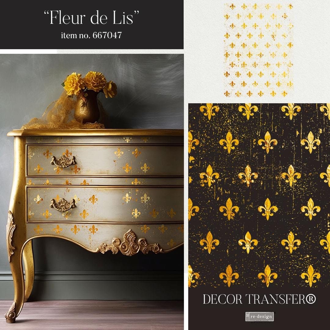 Large Decor Transfers® - Fleur de Lis | Gold | 18”x24” | Redesign withPrima