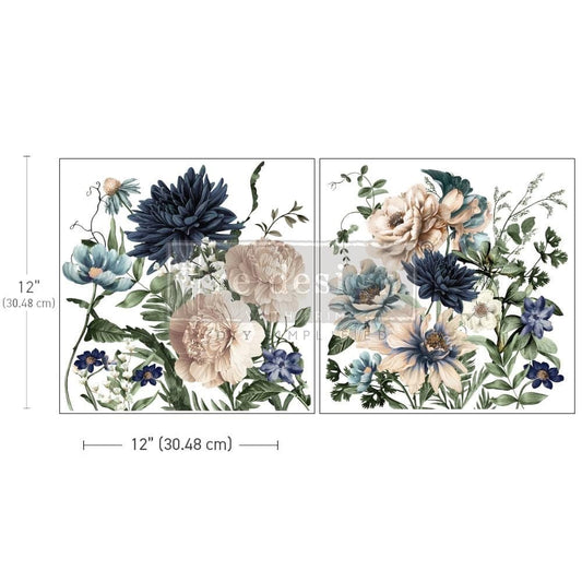 Maxi Decor Transfer® - Cerulean Blooms | 2 pc, 12”x12” | Redesign with Prima