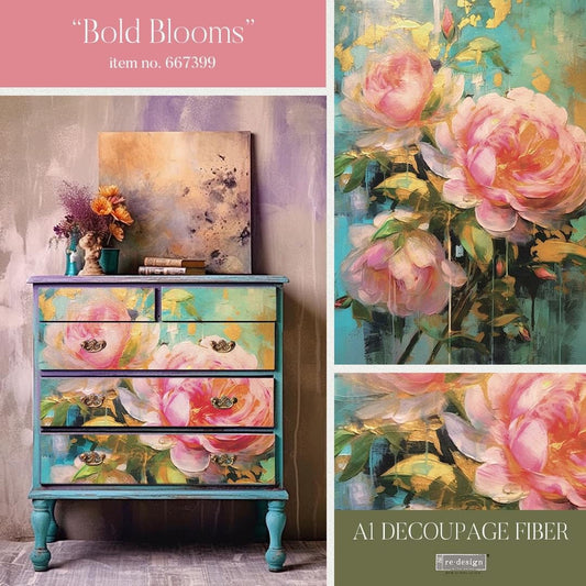 A1 Decoupage Fiber - Bold Blooms | 1 pc, 23.4”x33.1” | Redesign with Prima