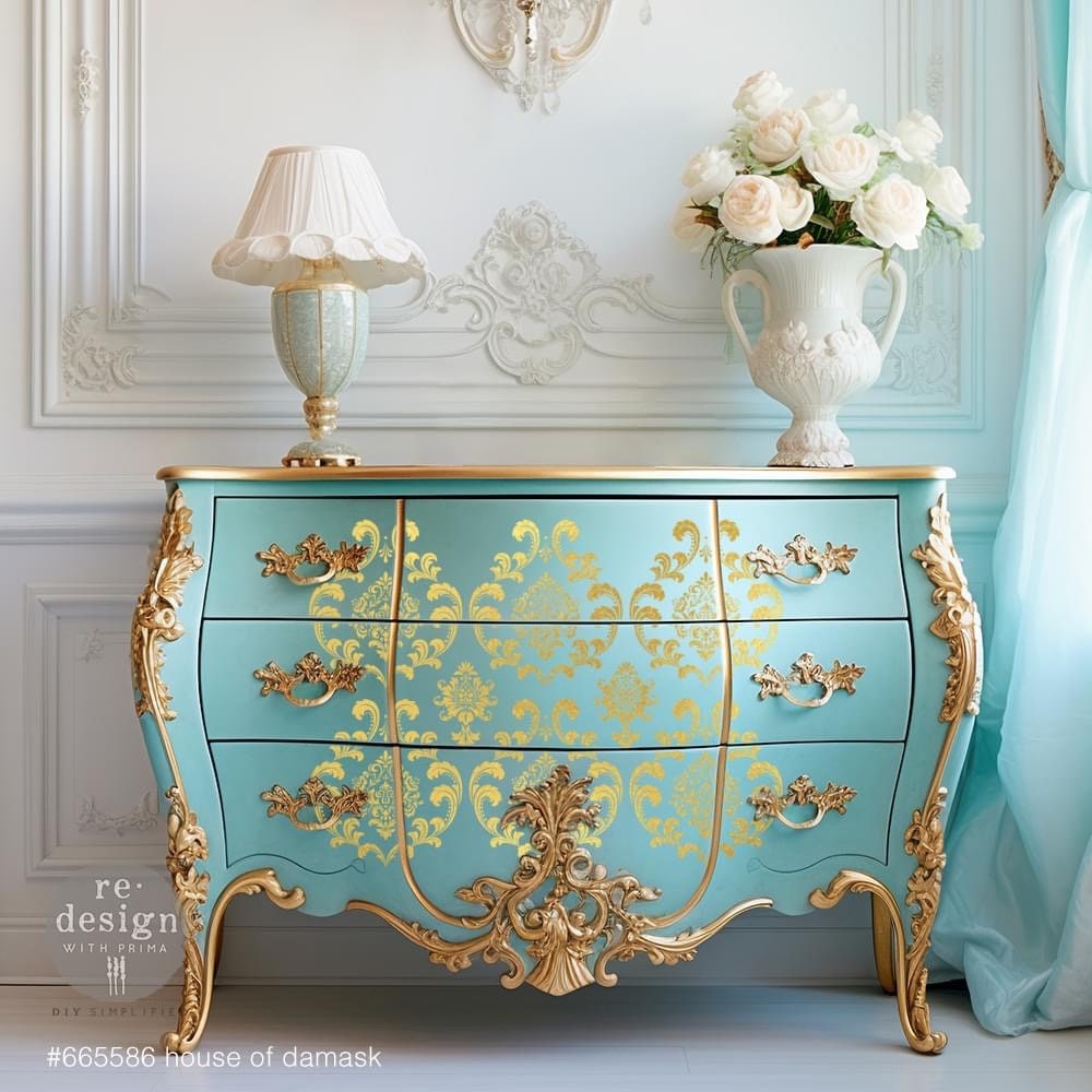 Large Decor Transfers® - House of Damask | Gold Foil Kacha | 2 sheets, 18”x24” | Redesign with Prima