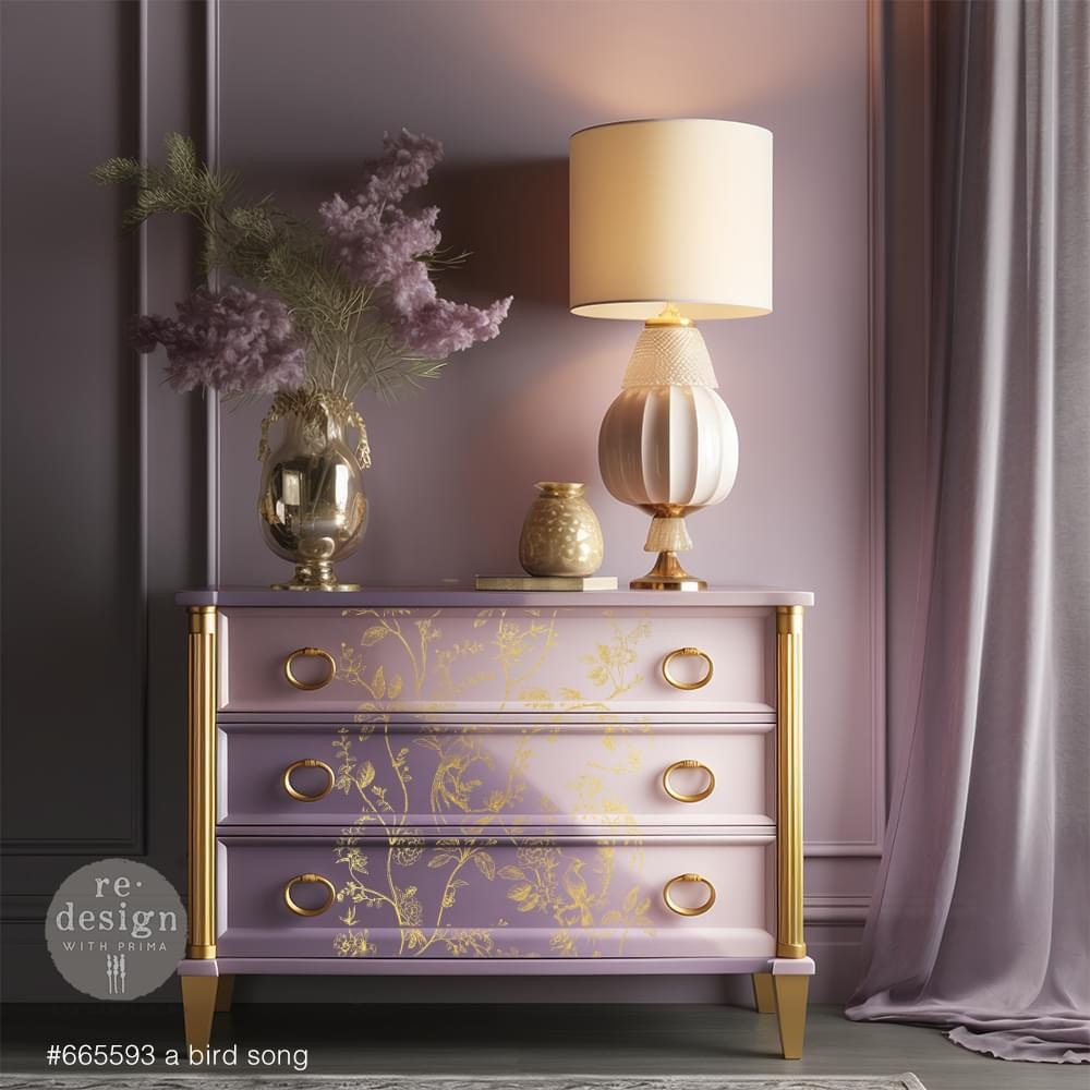 Large Decor Transfers® - A Bird Song | Gold | Kacha | 2 pcs, 18 x 24” | Redesign with Prima