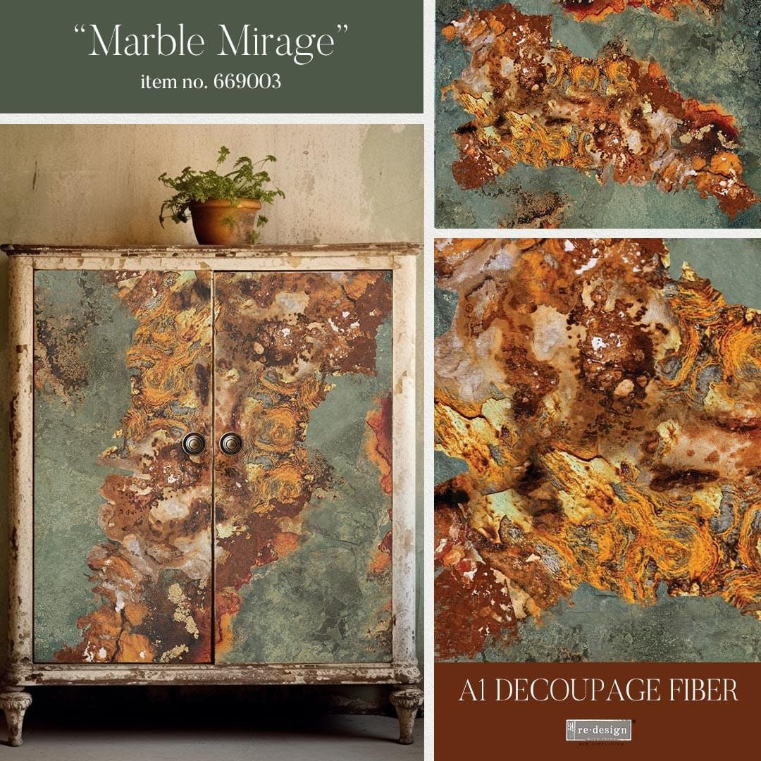 A1 Decoupage Fiber - Marble Mirage | 23.4” x 33.1” | Redesign with Prima